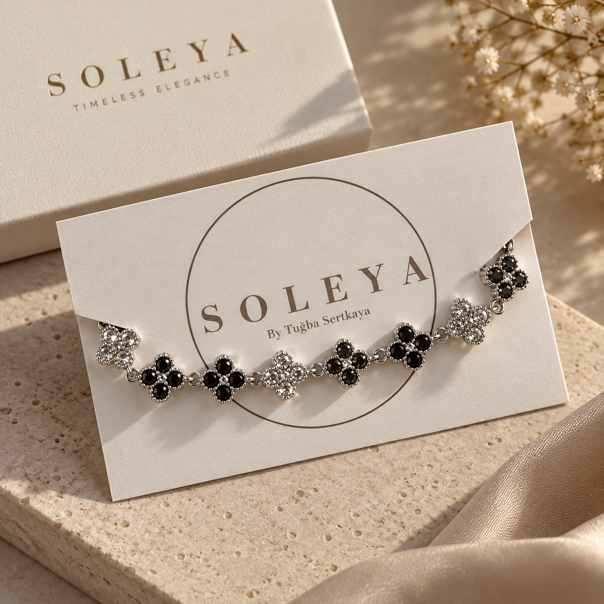 Gloria Armband Schwarz Silber