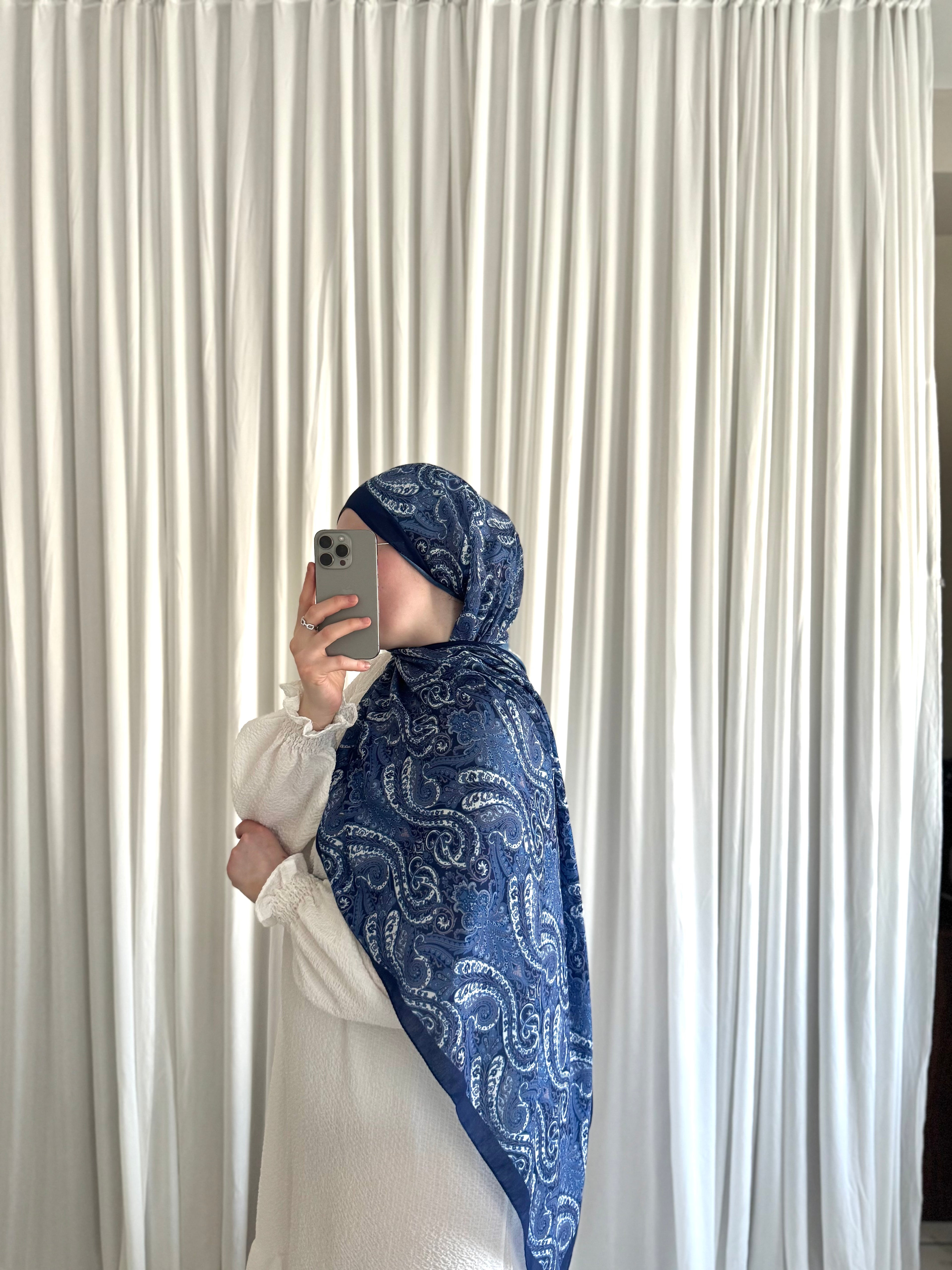 Midnight Blue Paisley Hijab